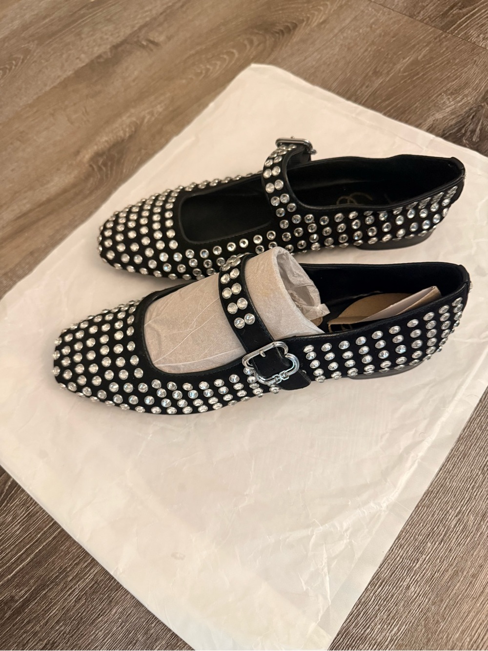 Sam Edelman Black Mary Jane Flats with Silver Studs - Picture 7 of 8